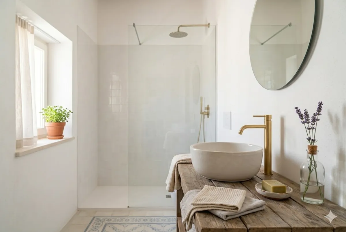 Bagno moderno con doccia spaziosa