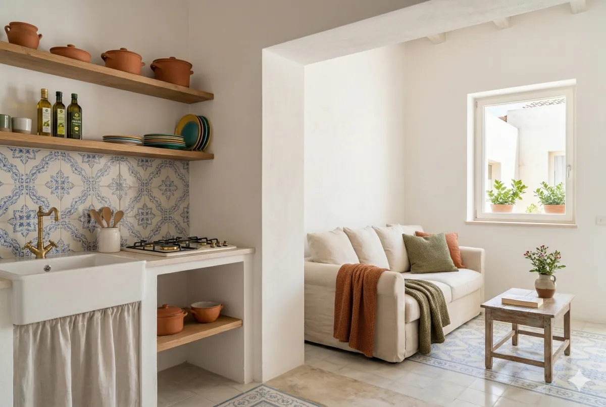 Zona giorno con cucina attrezzata